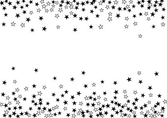 Silver star of confetti. Falling stars on a white background. Illustration of flying shiny stars. Decorative element. Suitable for your design, cards, invitations, gift, vip. 