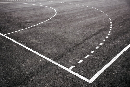 Outdoor handball and futsal court with asphalt flooring