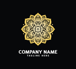 Gold Mandala logo design. Abstract beauty Mandala. Floral ornament. Decorative circle ornament style