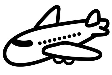 シンプルな白黒の飛行機のイラスト