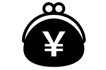 円マークのがま口財布のアイコンイラスト
