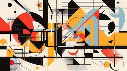 Abstract urban design art with vibrant geometric shapes and lines