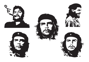 Print, guevara, che, leader, character, cuba, famous, background, icon, vector, people, isolated, man, illustration, hair, white, black, face, portrait, person, print, freedom, latin, patriot, communi