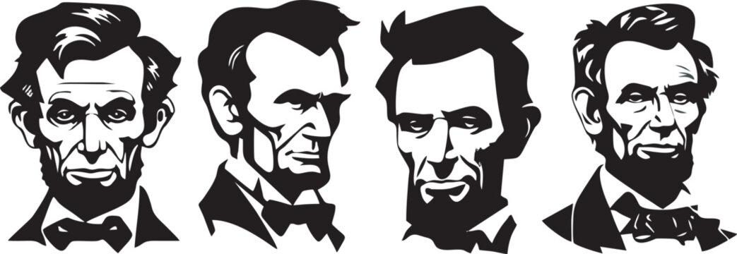 Print, Black and white silhouette of Abraham Lincoln vector. Portrait photo of President Abraham Lincoln from 1863. Was an American politician who led the United States during the Civil War. - Powered by Adobe