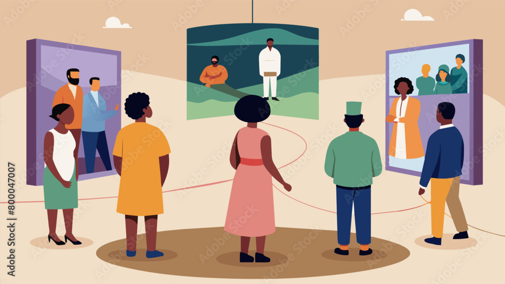 Poster At a local museum a documentary about Juneteenth is displayed on a loop providing visitors with a deeper understanding of the holidays significance.. Vector illustration