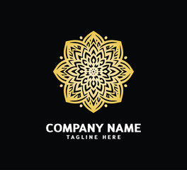 Fototapeta premium Gold Mandala logo design. Abstract beauty Mandala. Floral ornament. Decorative circle ornament style