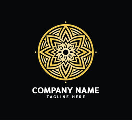 Gold Mandala logo design. Abstract beauty Mandala. Floral ornament. Decorative circle ornament style