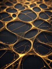 gold theme abstract tech background with neural network connections and digital waves from Generative AI