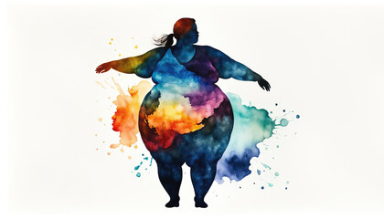 Abstract large woman dancing with copy space - obrazy, fototapety, plakaty