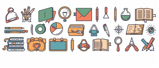 Back to school themed icon set
