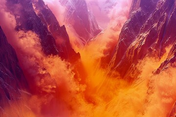 Misty mountain chasm - obrazy, fototapety, plakaty