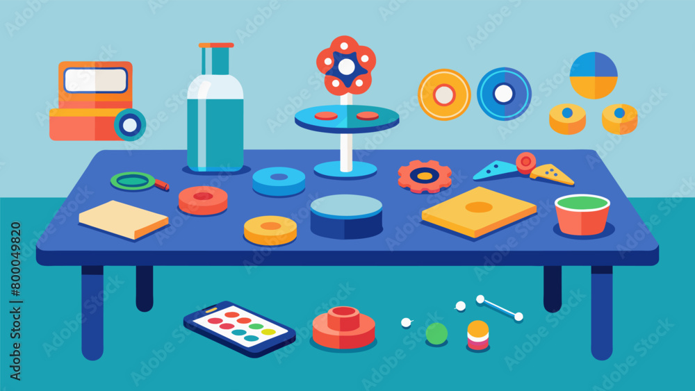 Poster a workshop table with various fidget toys and sensory tools as participants learn about the importan