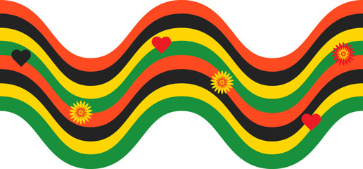 Juneteenth Pan-African Wave stripes element. Independence day nation sign print. transparent backdop