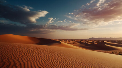 Sunset view to Tin Merzouga dune at Tassili nAjjer national park, Algeria
