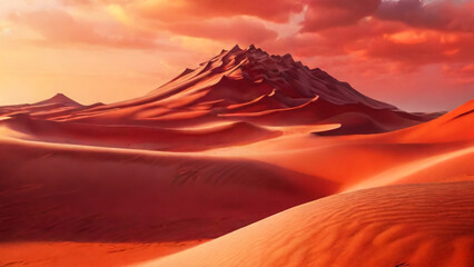 Fototapeta na wymiar Sunset view to Tin Merzouga dune at Tassili nAjjer national park, Algeria 