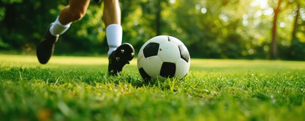 Soccer ball on a sunny autumn day