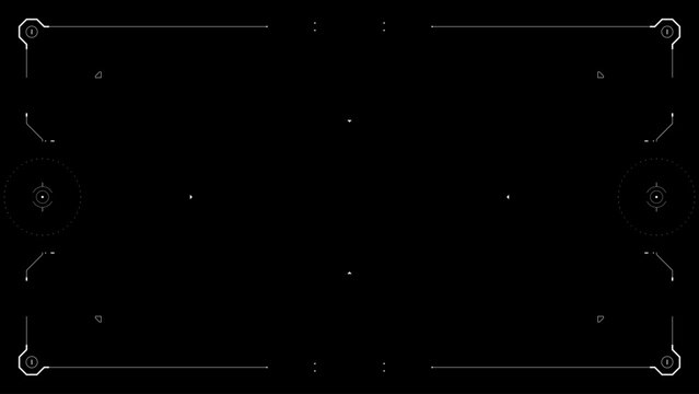 Futuristic glitchy HUD aim. Cyberpunk style distorted HUD screen. Tech user interface hologram screen for game, movie, sci-fi, drone footage, VR etc. Overlay template. Cyberpunk concept.