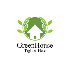 green house logo design vector template