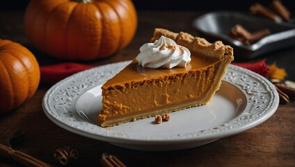 A slice of pumpkin pie