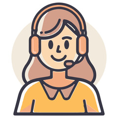 Customer representative girl character customer care call center illustration isolated on white transparent