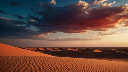 Sunset view to Tin Merzouga dune at Tassili nAjjer national park, Algeria
