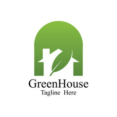 green house logo design vector template