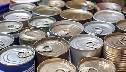 Symbolfoto, Abfall, eine Menge leerer Dosen aus Wei&szlig;blech