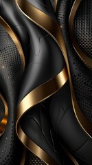 Obraz premium a highly detailed and stylized abstract pattern, with a predominantly dark color palette, interspersed with metallic accents that create a sense of depth and texture