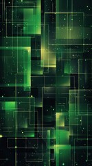Fototapeta premium Stylized digital art with vibrant green and blue hues, featuring a geometric pattern that suggests depth and complexity.