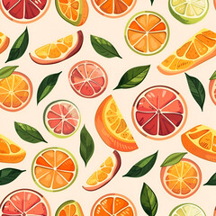Textile seamless background with citrus fruits AI generated 
