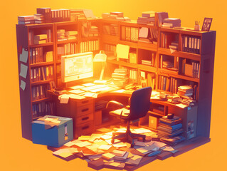 3d render of a library
