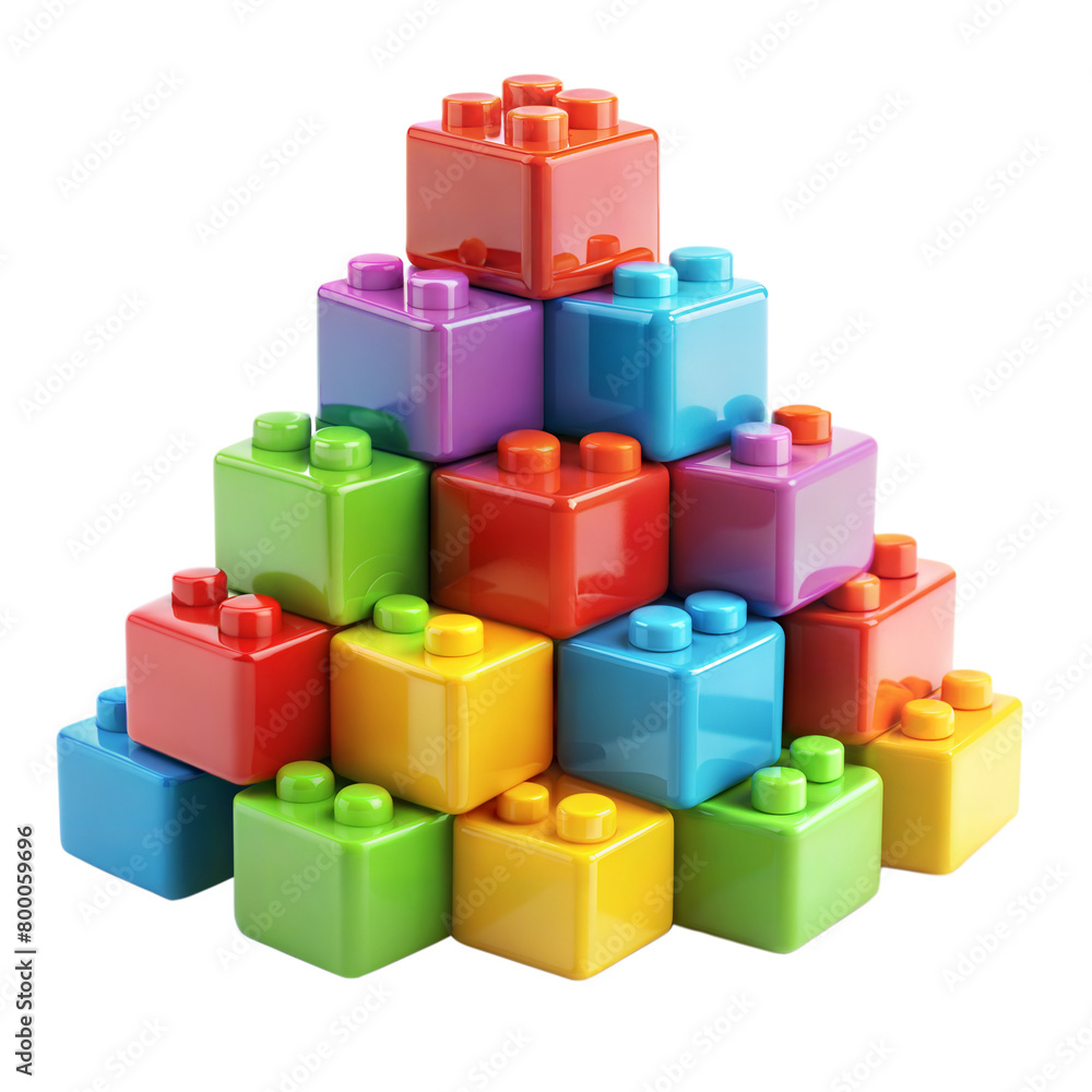 Poster colorful building blocks arranged in a tower structure