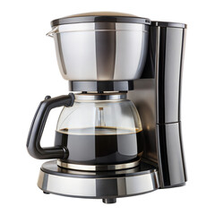 Modern coffee maker with fresh coffee on a light background