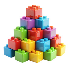 Colorful building blocks arranged in a tower structure