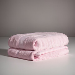 Obraz na płótnie Canvas The towel is pink. Nice towel. Towel. Towel on a plain background.