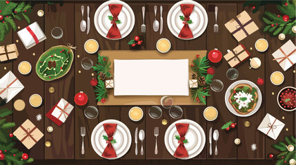 Dining table with Fourting for Christmas celebration