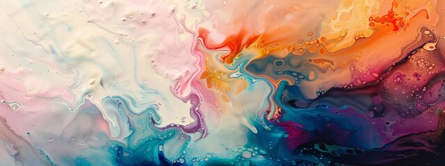 Abstract Painting of Colorful Waves in the Sky