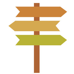 illustration of a wooden directional sign with an aesthetic design