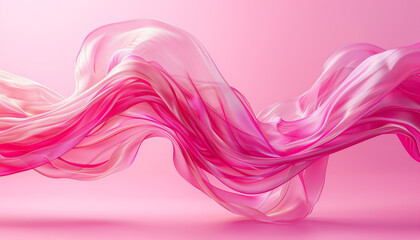 Elegant Abstract Pink Silk Fabric Flowing on Pink Background with Ample Copy Space
