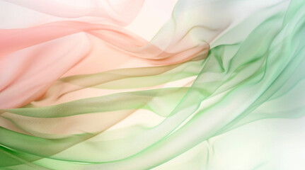 Craft an image of a radiant, fluid spectrum, where cool mint greens Pastel Fabric Fluidity