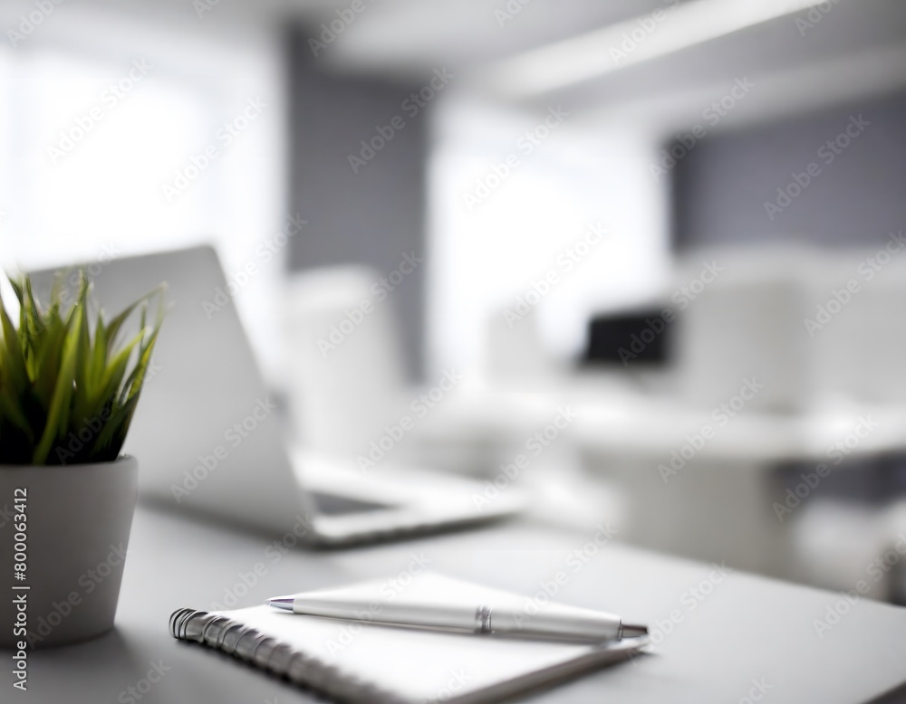 Poster blurred empty open space room. abstract light bokeh at office interior background for design.
