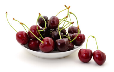Sweet cherry on white background.