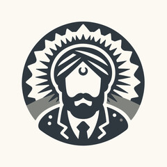 Logo of a man's face with a mustache and hat typical of the traditional Indian country. A logo that can be applied to various media.