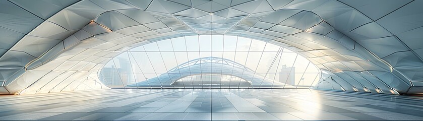 Obraz premium futuristic airport, terminal corridor,modern architecture,innovative design, natural light, skylights, futuristic design, transportation hub, sleek corridor, airport interior, contemporary design.