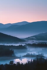 Fototapeta premium Misty mountains at sunrise