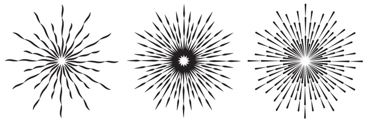 Sunburst element. Radial stripes background. Vector illustration. Sunburst element. Starburst, radial stripes. Set of ray, beam. Vector illustration.