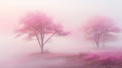 Fototapeta na wymiar autumn forest in the morning in the fog 