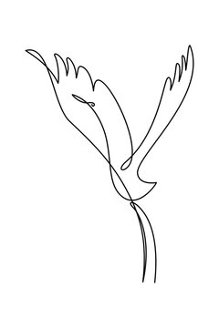 recommend clip art: Crane bird in continuous line art drawing style. Abstract crane bird with spread wings black linear design isolated on white background. Vector illustration