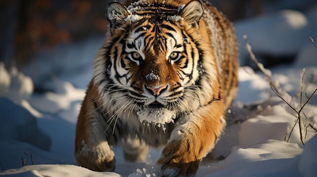 Close up siberian tiger panthera tigris altaica