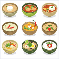 Thai cuisine set. Vector illustration of a set of Thai cuisine.